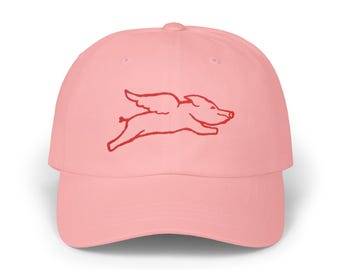 Flying Pig Line Art Cap | Classic Embroidered Hat for Animal Lovers | Unique Gift Idea | Stylish & Comfortable Headwear