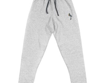 Embroidered Shoebill Stork Joggers for Men & Women, Unisex Comfortable Casual Pants, Unique Bird Design Lounge Sweatpants