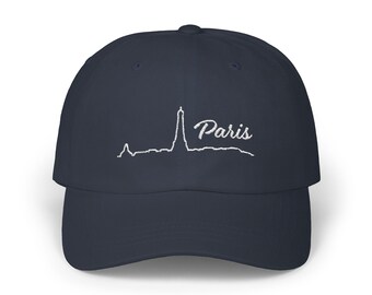 Paris Skyline Embroidered Dad Hat, Minimalist Line Art Baseball Cap, French Cityscape Dad Cap, Gift for Traveler, Paris Lover Gift, Fashion