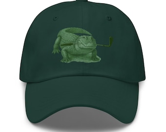 Golfing Gator Dad Hat - Men's Adjustable Golf Cap, Casual Sports Hat, Perfect Golf Gift for Dad, Lightweight & Breathable Headwear