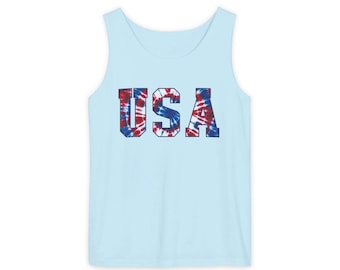 USA Tie Dye Style Unisex Garment Dyed Tank Top