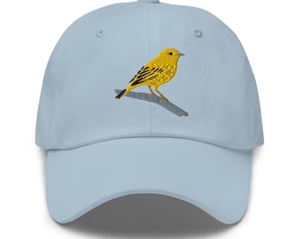 Yellow Warbler Embroidered Bird Dad hat