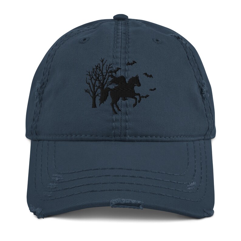 Spooky Headless Horseman Distressed Embroidered Dad Hat