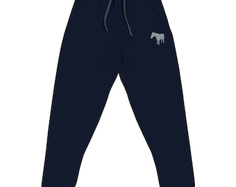 Unisex Joggers Gray Embroidered Horse Silhouette