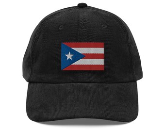 Puerto Rico Flag Embroidered Vintage corduroy cap
