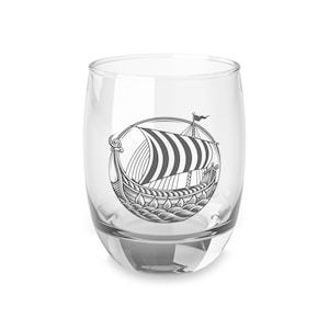 Viking Ship Whiskey Glass 6oz - Norse Drinkware - Unique Gift for Viking Lovers - Perfect for Whiskey & Rum