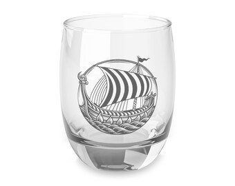 Viking Ship Whiskey Glass 6oz - Norse Drinkware - Unique Gift for Viking Lovers - Perfect for Whiskey & Rum