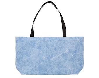 Weekender Tote Bag Marbled Carolina Blue Large Tote 24 x 13 inches