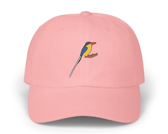 Paradise Kingfisher Embroidered Bird Hat, Tropical Bird Cap, Nature Lover Gift, Beach Dad Hat, Wildlife Baseball Cap