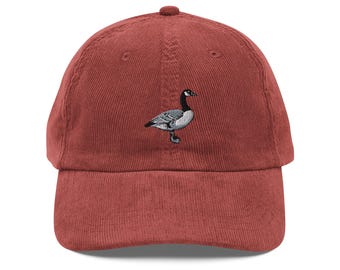 Plucky Honker Wild Goose Embroidered Bird Vintage corduroy cap
