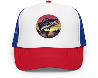 Retro Sunset Fishing Foam trucker hat