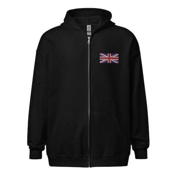 Union Jack Embroidered Unisex Full Zip Hoodie - Etsy