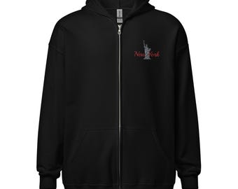 New York Embroidered Unisex Heavy Blend Zip Hoodie | Cozy & Stylish Outerwear for All | Perfect Gift for City Lovers