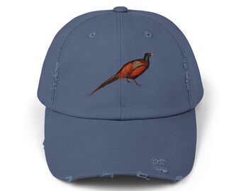 Pheasant Unisex Distressed Cap | Vintage Style Adjustable Hat for Men & Women | Casual Outdoor Accessories