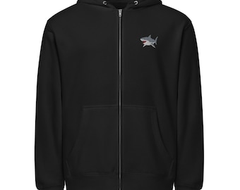 Shark Embroidered full zip hoodie
