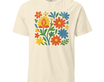 Lush Bold Abstract Boho Floral Unisex garment-dyed heavyweight t-shirt