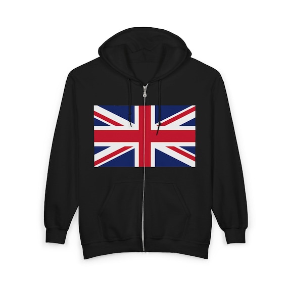 Union Jack Full Zip Hooded Sweatshirt | United Kingdom Flag Zip