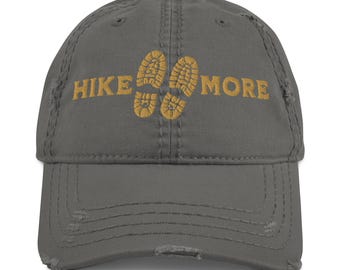 Hike More Embroidered Distressed Dad Hat