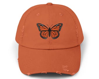 Monarch Butterfly Cap | Distressed Hat with DTF Print