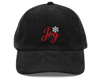 Joy with Snowflake Embroidered Corduroy Dad Hat