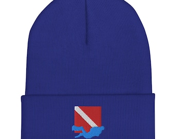 Cuffed Beanie Embroidered SCUBA Flag and Diver