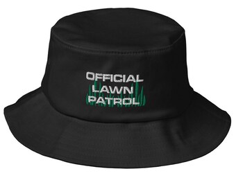 Official Lawn Patrol Funny Old School Bucket Hat - Vintage Style, Unisex Sun Hat, Summer Accessory, Outdoor Gear, Comfortable & Trendy