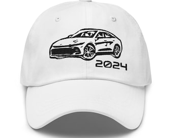 Ultra Modern 2024 Automobile Embroidered Dad Hat – Black Thread Adjustable Cap, Unique Trendy Gift for Car Enthusiasts