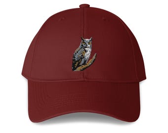 Horned Owl Embroidered Structured 6-Panel Adjustable Baseball Cap