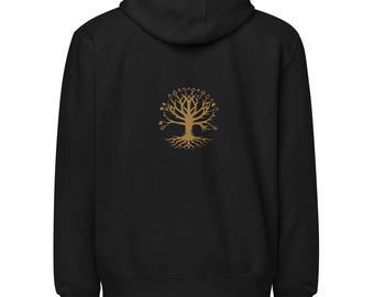 Yggdrasil Inspired Tree of Life Back Embroidered full zip hoodie