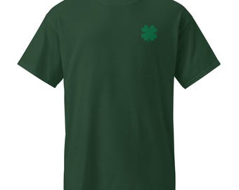Shamrock Clover 4 Leaf Embroidered Moisture Wicking T-Shirt