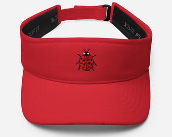 Ladybug Embroidered Visor, Summer Sun Hat, Cute Bug Design, Adjustable Fit, Lightweight Fabric, Perfect for Outdoor Fun & Fashion
