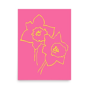 Poster Frühe Narzissen Line Art Zeichnung