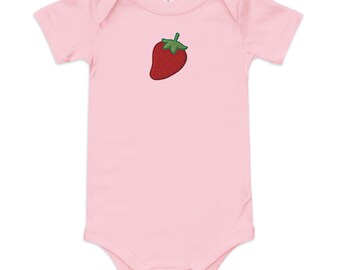 Strawberry Embroidered Baby short sleeve one piece