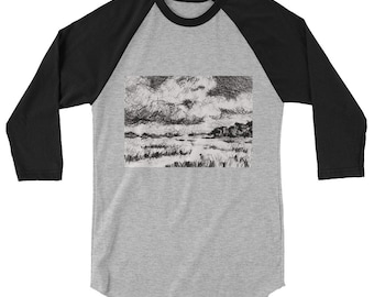Whitmarsh Island Graphic Tee: Cozy and Versatile 3/4 Sleeve Raglan Shirt for Everyday Wear