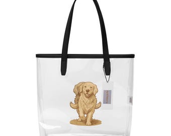 Golden Retriever Clear Tote Bag – Vintage Dog Art Transparent Bag, Cute Dog Lover Gift, Aesthetic Animal Shopper Clear tote bag