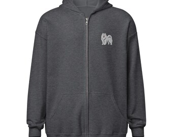 Samoyed Embroidered Unisex heavy blend zip hoodie