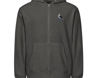 Blue Footed Booby Embroidered full zip hoodie
