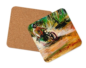 Motorcycle Fun Coaster - Cork Backed Drink Coaster for Bikers, Custom Gift for Motorcycle Enthusiasts