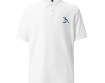 Blue Jay Embroidered Unisex Pique Polo Shirt | Stylish Casual Wear for Men & Women | Perfect Gift for Bird Lovers