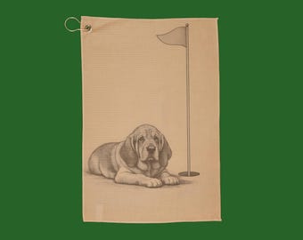 Laid-back Bloodhound Caddy Golf Towel | Funny Dog Design
