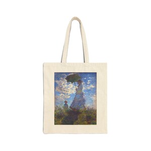 Bolsa de lona de algodón «Mujer con sombrilla» de Monet: un regalo para los amantes del arte Natural