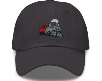 Embroidered Steam Engine Locomotive Train Dad hat