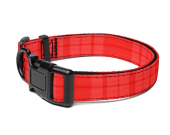 Pink and Red Plaid Pet collar