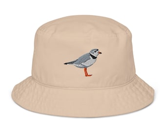 Piping Plover Embroidered Organic Cotton Bucket Hat – Eco-Friendly Sun Protection & Beach Accessory