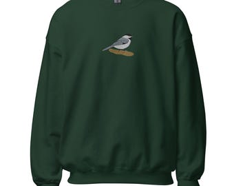 Black Capped Chickadee Embroidered Unisex Sweatshirt