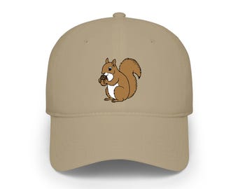Squirrel and Acorn Low Profile Baseball Cap, DTF Print