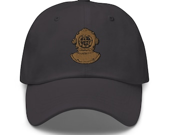 Vintage Diver Bonnet Helmet Embroidered Hat | Unisex Outdoor Cap | Nautical Apparel Gift for Divers & Sea Lovers