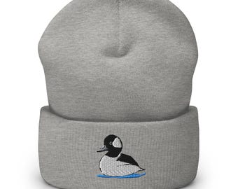 Bufflehead Duck Embroidered Cuffed Beanie