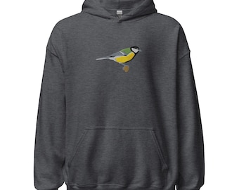 Embroidered Great Tit Unisex Hoodie