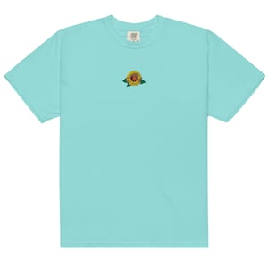 Embroidered Sunflower garment dyed t-shirt